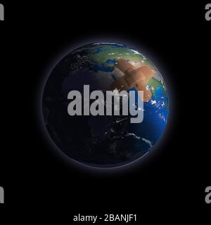 Terra vista dallo spazio con intonaco appiccicante Foto Stock