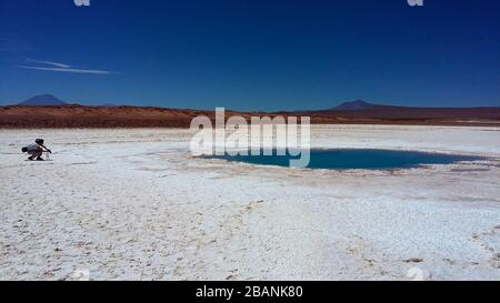 Belle lagune turchesi nelle vicine saline Tolar Grande, Salta, Argentina. Foto Stock