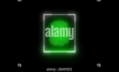 Animazione del sistema di identificazione biometrica per la scansione delle impronte digitali Foto Stock