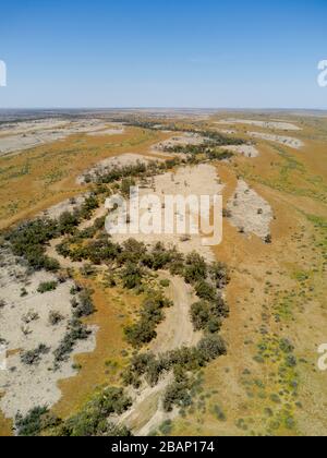 Aereo delle pianure alluvionali di Coopers Creek Western Queensland Australia Foto Stock