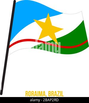 Roraima bandiera sventola illustrazione vettoriale su sfondo bianco. Membri bandiera del Brasile. Illustrazione Vettoriale