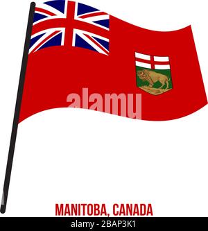 Manitoba bandiera sventola illustrazione vettoriale su sfondo bianco. Province bandiera del Canada. Le dimensioni corrette, proporzioni e colori. Illustrazione Vettoriale