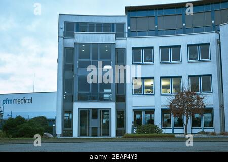 Colonia, Germania, 12 gennaio 2020: Ingresso principale medico PFM Foto Stock