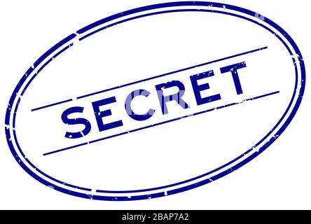 Grunge blu segreto parola ovale sigillo timbro su bianco backgoround Illustrazione Vettoriale