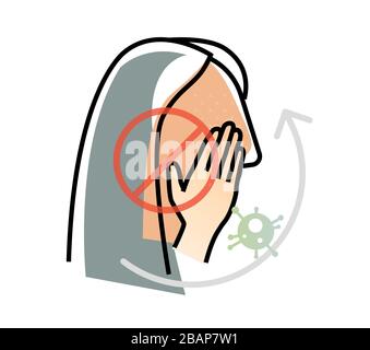 Rompere la catena - evitare di toccare la faccia - icona come file EPS 10 Illustrazione Vettoriale