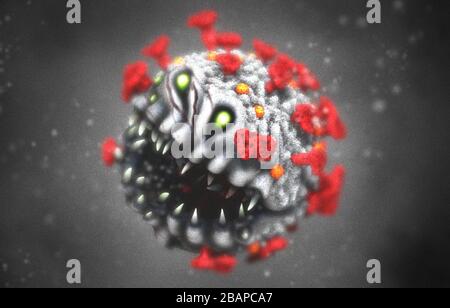 Mostro microscopico di Covid-19 Foto Stock