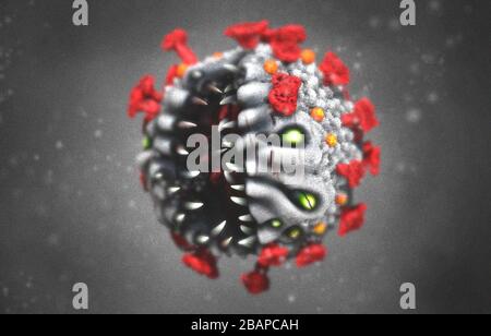Divertente Corona Virus Monster concetto Foto Stock