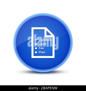 Indagine (icona del questionario) isolata su immagine astratta del pulsante rotondo blu vetroso Foto Stock