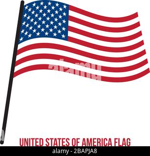 Stati Uniti d'America bandiera sventola illustrazione vettoriale su sfondo bianco. Bandiera degli Stati Uniti d'America. Illustrazione Vettoriale