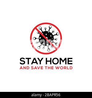 Coronavirus (COVID-19) Social Awareness Design. 2019-nCov / Novel Corona Virus Stay Home & Stay Safe Awareness Typography Vector Template Illustrazione Vettoriale