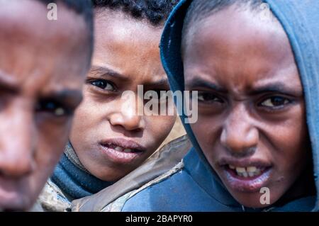 Abitanti locali nel Parco Nazionale delle Montagne Simien, regione Amhara, Etiopia Foto Stock