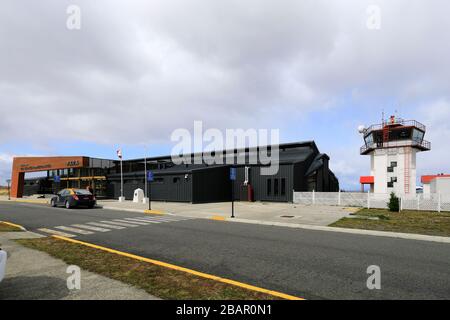 L'aeroporto Teniente Julio Gallardo, la città di Puerto Natales, Patagonia, Cile, Sud America Foto Stock