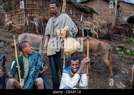 Mercato del sabato a Lalibela, regione di Amhara, Etiopia del Nord Foto Stock