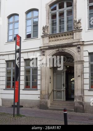Ingresso al museo Willy Brandt House di Lübeck, Germania Foto Stock