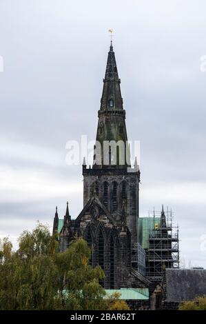 Glasgow, Scozia, Regno Unito. 5th novembre 2019: Cattedrale di Glasgow, di fronte alla Necropoli di Glasgow. Foto Stock