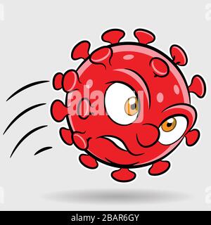 Illustrazione di Cartoon che attacca il Coronavirus Rosso Illustrazione Vettoriale