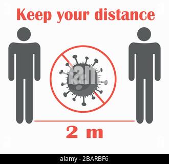 Distanza sociale di due metri durante la quarantena - icona piatta vettoriale isolata Illustrazione Vettoriale