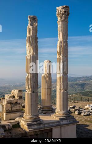 Traiano tempio di antica città di Pergamo in Turchia. Foto Stock