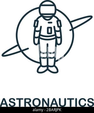 Icona Astronautica della collezione scientifica. Semplice elemento linea simbolo astronautica per modelli, web design e infografica Illustrazione Vettoriale