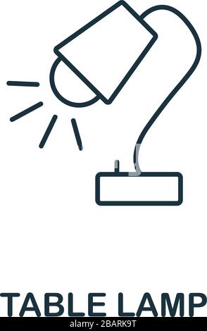 Icona lampada da tavolo dalla collezione di strumenti per ufficio. Semplice linea lampada da tavolo icona per modelli, web design e infografica Illustrazione Vettoriale