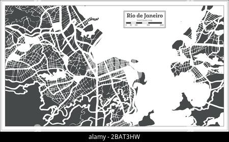 Rio de Janeiro Brazil City Map in retro Style. Mappa di contorno. Illustrazione vettoriale. Illustrazione Vettoriale