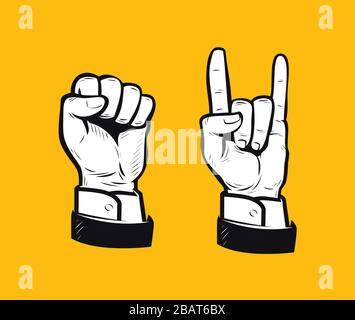 Simbolo della mano retrò. Immagine vettoriale business vintage Illustrazione Vettoriale