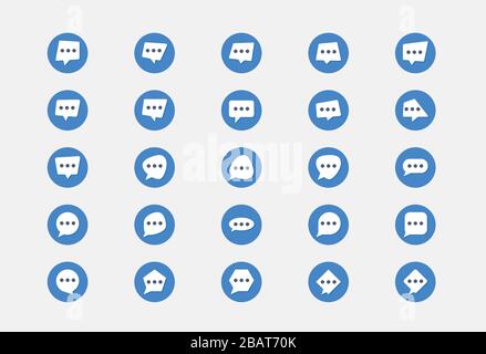 Set di icone a fumetto chat, icona di digitazione, simbolo di commento Illustrazione Vettoriale