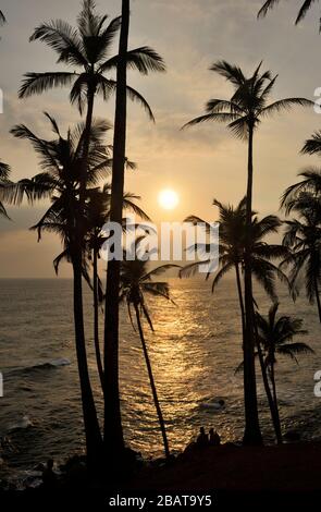 Sri Lanka, Mirissa, collina di cocco al tramonto Foto Stock