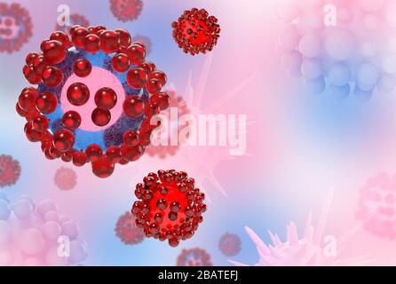 Immagine astratta sceak 3d corona virus Foto Stock