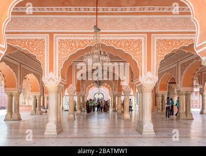 Il Diwan-i-Khas (Sala del pubblico privato) al centro del Sarvatobhadra nel Palazzo della Città, Città Vecchia, Jaipur, Rajasthan, India Foto Stock