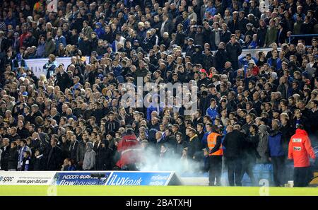 Leeds United tifosi sulle tribune Foto Stock