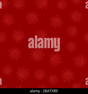 Modello senza cuciture con molecole di coronavirus rosso. Concetto di Covid-19. Pericoloso coronavirus cinese nCoV. Illustrazione vettoriale per post di blog, notizie, artico Illustrazione Vettoriale