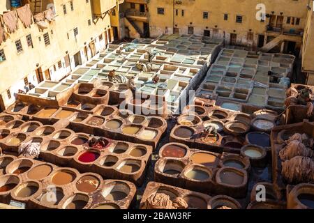 Chouwara (Chouara) Tannery, Fes Medina, Fez, Marocco Foto Stock