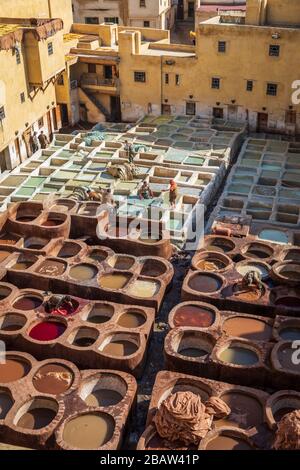 Chouwara (Chouara) Tannery, Fes Medina, Fez, Marocco Foto Stock