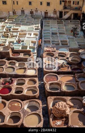 Chouwara (Chouara) Tannery, Fes Medina, Fez, Marocco Foto Stock