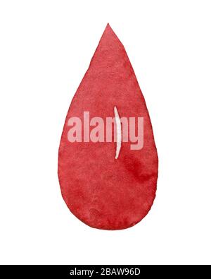 Goccia di sangue isolato su sfondo bianco.medico Foto Stock
