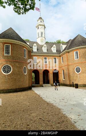 Edificio del Campidoglio in Colonial Williamsburg. Foto Stock