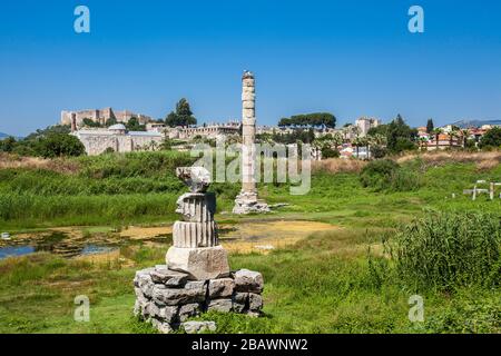 Il tempio di Artemide rovine di Efeso, una delle sette meraviglie del mondo. Foto Stock