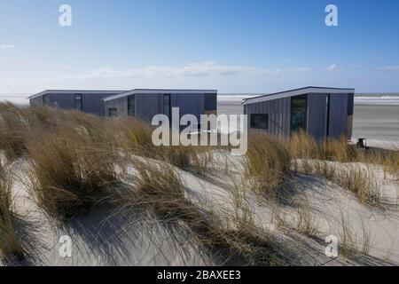 Case in legno da spiaggia in affitto a Kijkduin, DEN HAAG, Olanda Foto Stock