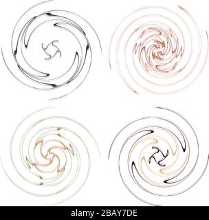 Serie scura e scura di forme a spirale, a spirale e a spirale. Elementi di disegno astratti volute e elicoidali. Guglia, illustrazione sworl Illustrazione Vettoriale