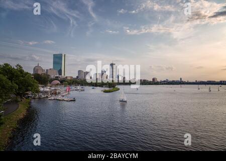 Una calda giornata estiva a Boston City Foto Stock