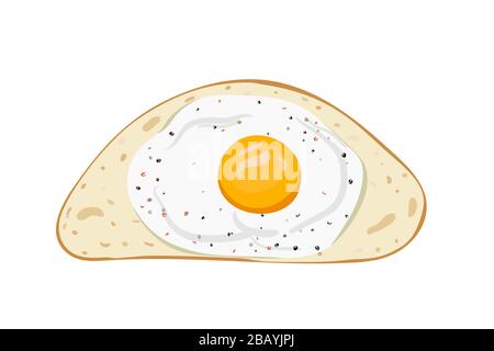 Omelette colazione con uova e pane. Illustrazione del vettore. Cibo sano. Illustrazione Vettoriale