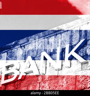 Finanza ed economia concetto di banca con bandiera della Thailandia Foto Stock