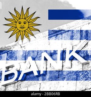 Finanza ed economia concetto di banca con bandiera dell'Uruguay Foto Stock