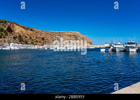 Vista di Port de Xabia Javea in Spagna, Europa occidentale Foto Stock