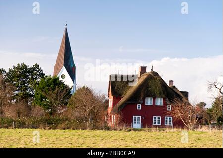 Chiesa di Nebel su Amrum, Germania Foto Stock