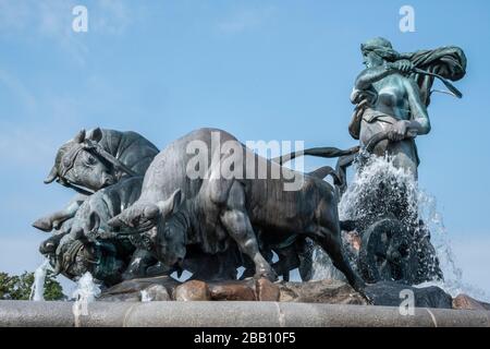 Gefisionspringvandet la Fontana di Gefion, Copenhagen, Danimarca, Europa Foto Stock