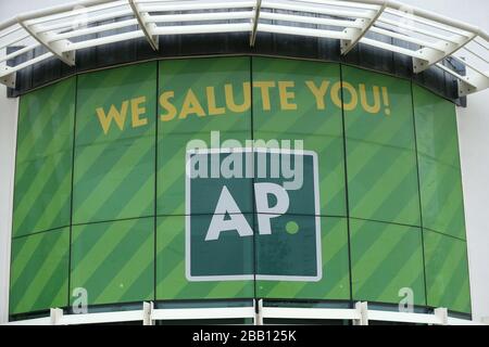 Cartello Paddy Power all'ippodromo di Cheltenham Foto Stock