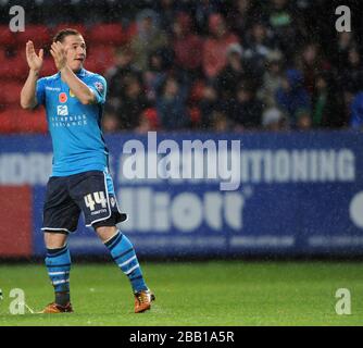 Ross McCormack del Leeds United celebra il punteggio del suo primo obiettivo Foto Stock