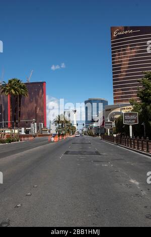 Vista generale dell'Encore Hotel & Casino in mezzo alla pandemia globale di coronavirus COVID-19, lunedì 23 marzo 2020, a Las Vegas. (Foto di IOS/Espa-Images) Foto Stock